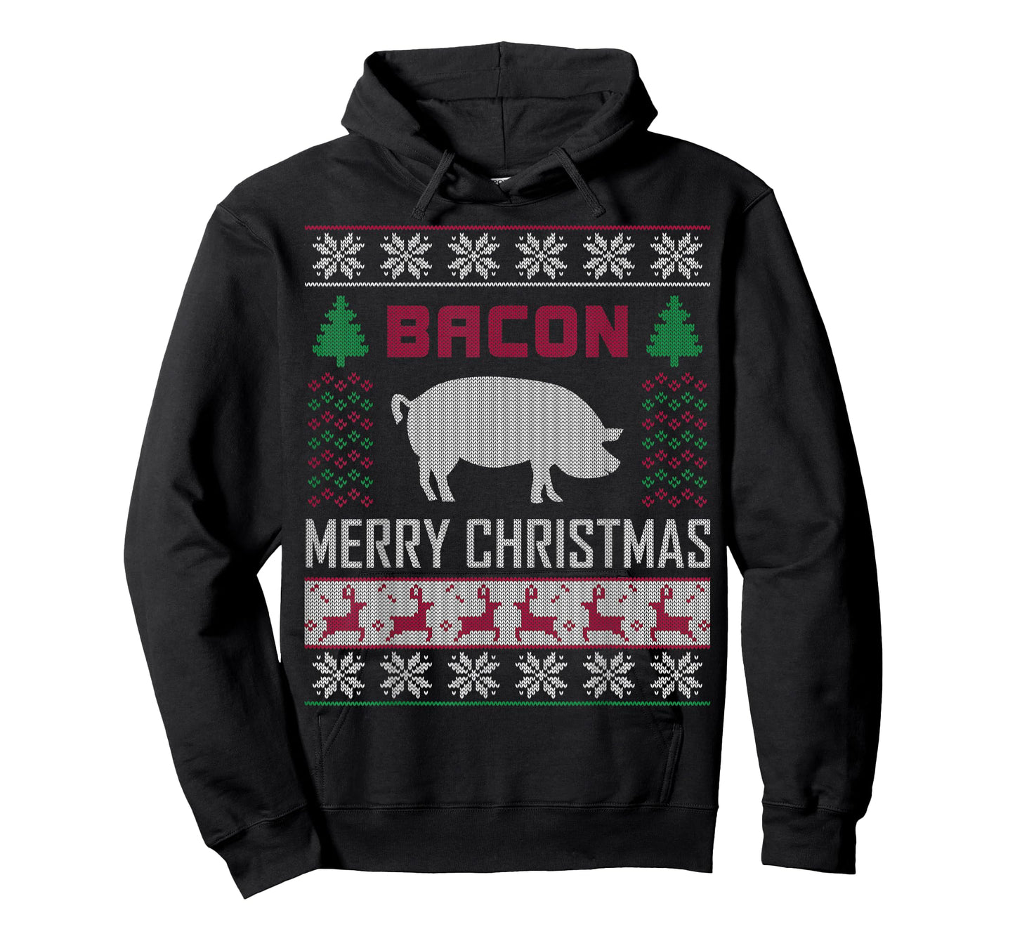 Bacon Pig Christmas Design Funny Holiday Ugly Sweater Style T-Shirt
