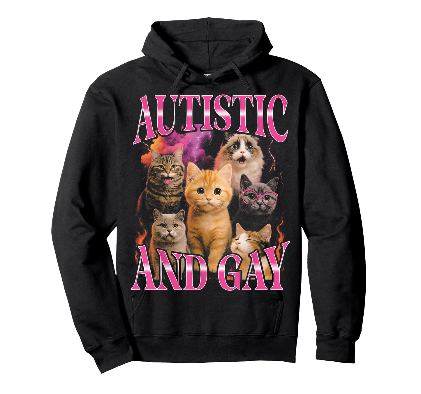 Autistic and Gay Funny Bootleg Cat T-Shirt