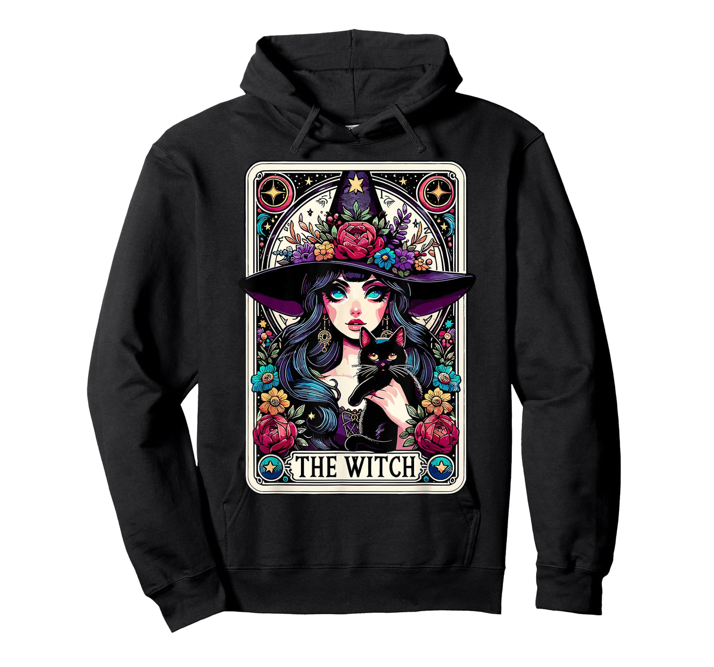 The Witch Tarot Card Halloween Gothic Witchy Vibes Black Cat T-Shirt