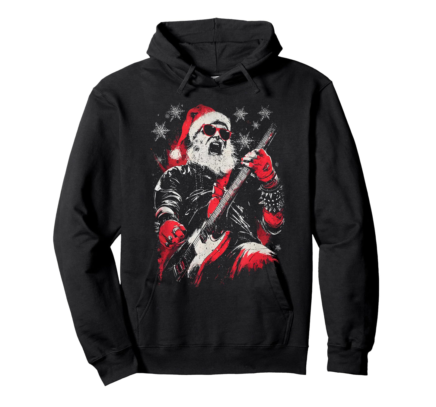 Rock Guitarist Santa Claus Playing Guitar Funny Christmas PJ T-Shirt