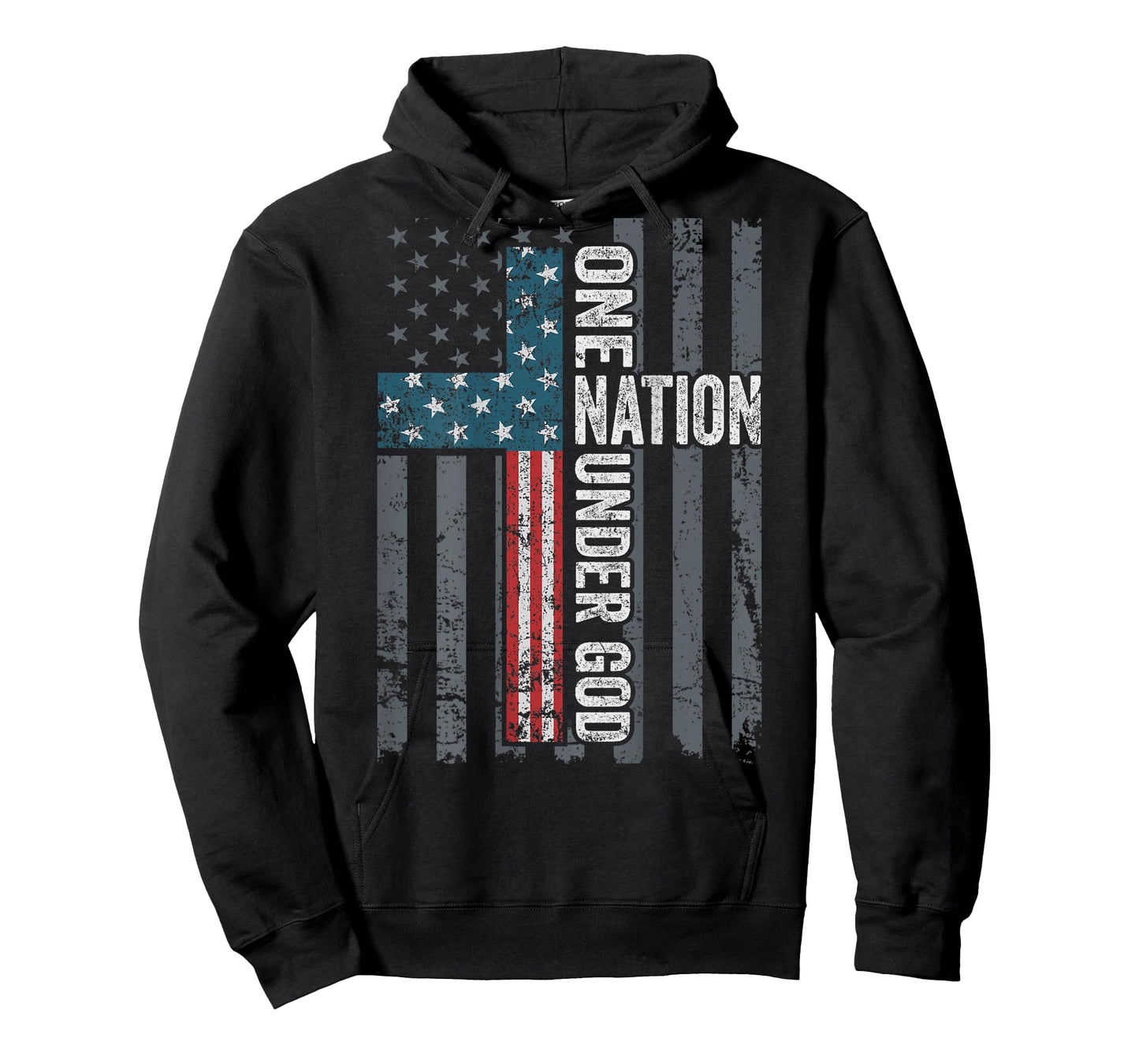ONE NATION UNDER GOD - USA Cross Flag Christian - ON BACK T-Shirt