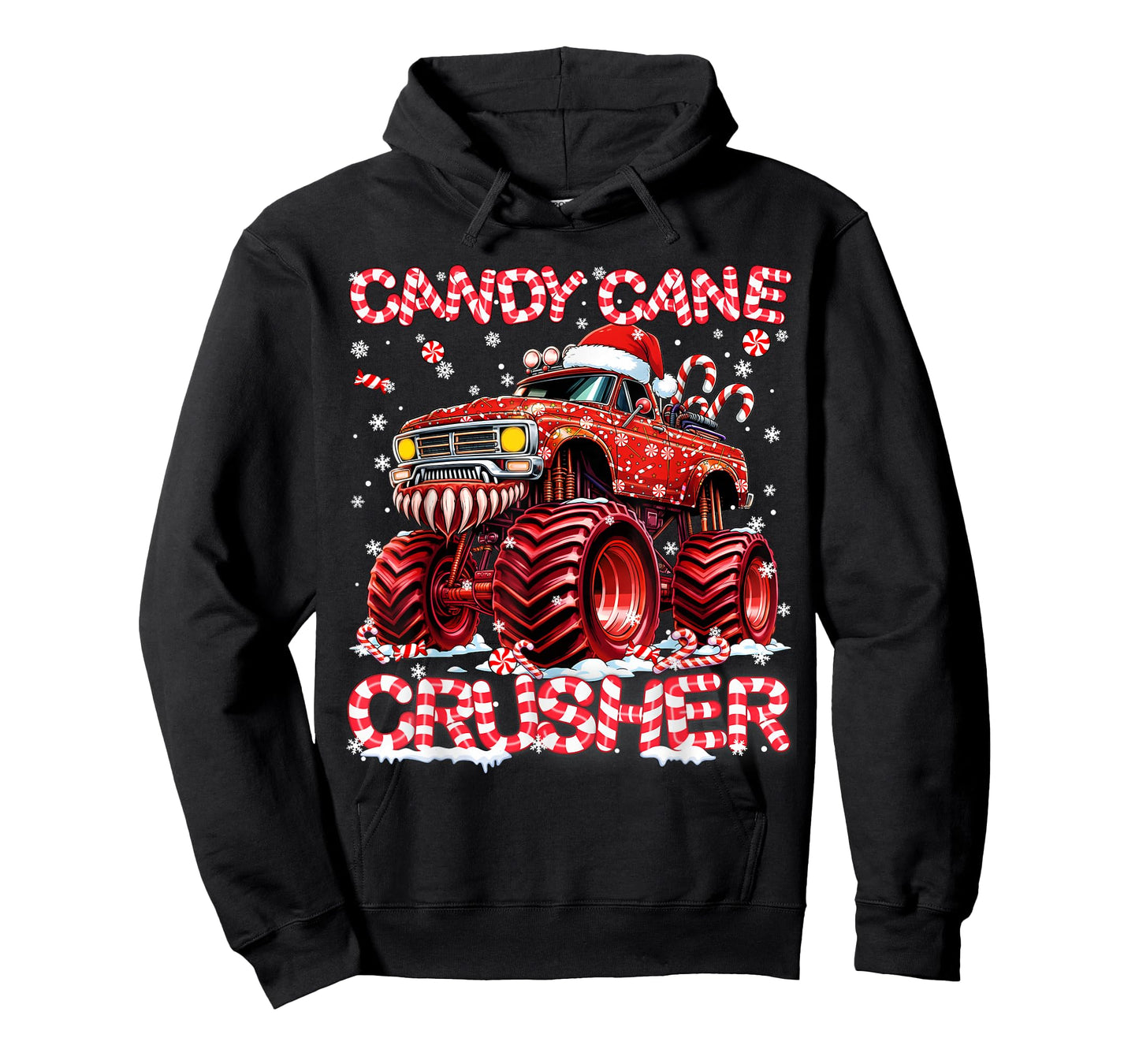 Candy Cane Crusher Red Monster Truck Christmas Xmas Boy T-Shirt