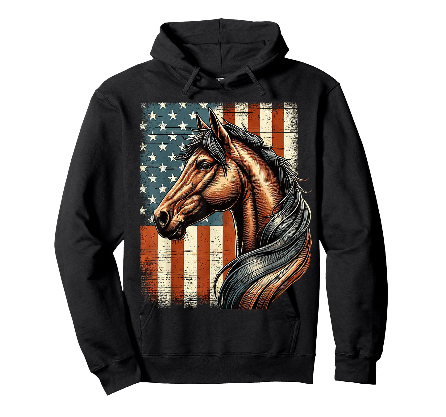 Horse Horseback Riding Western Farm American Flag Patriotic T-Shirt