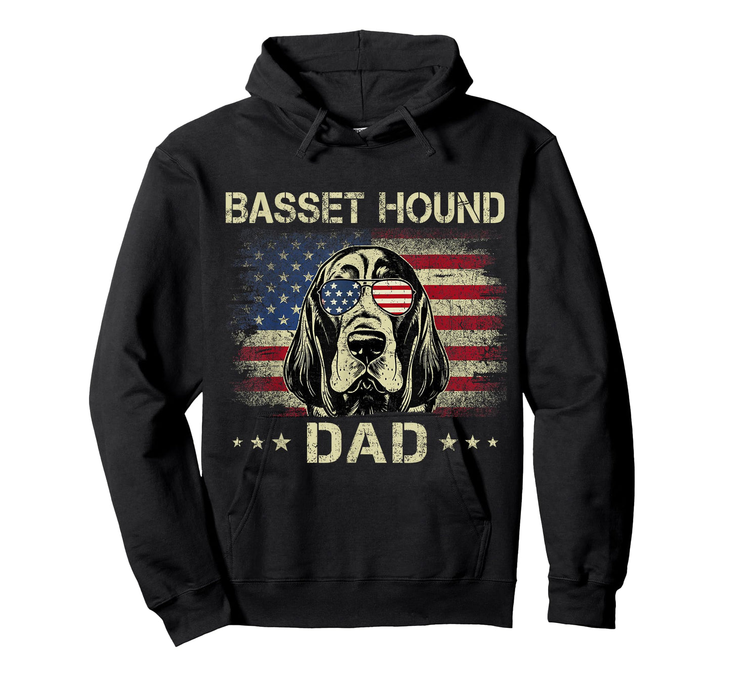Basset Hound Dad Dog Vintage American Flag 4th Of July T-Shirt