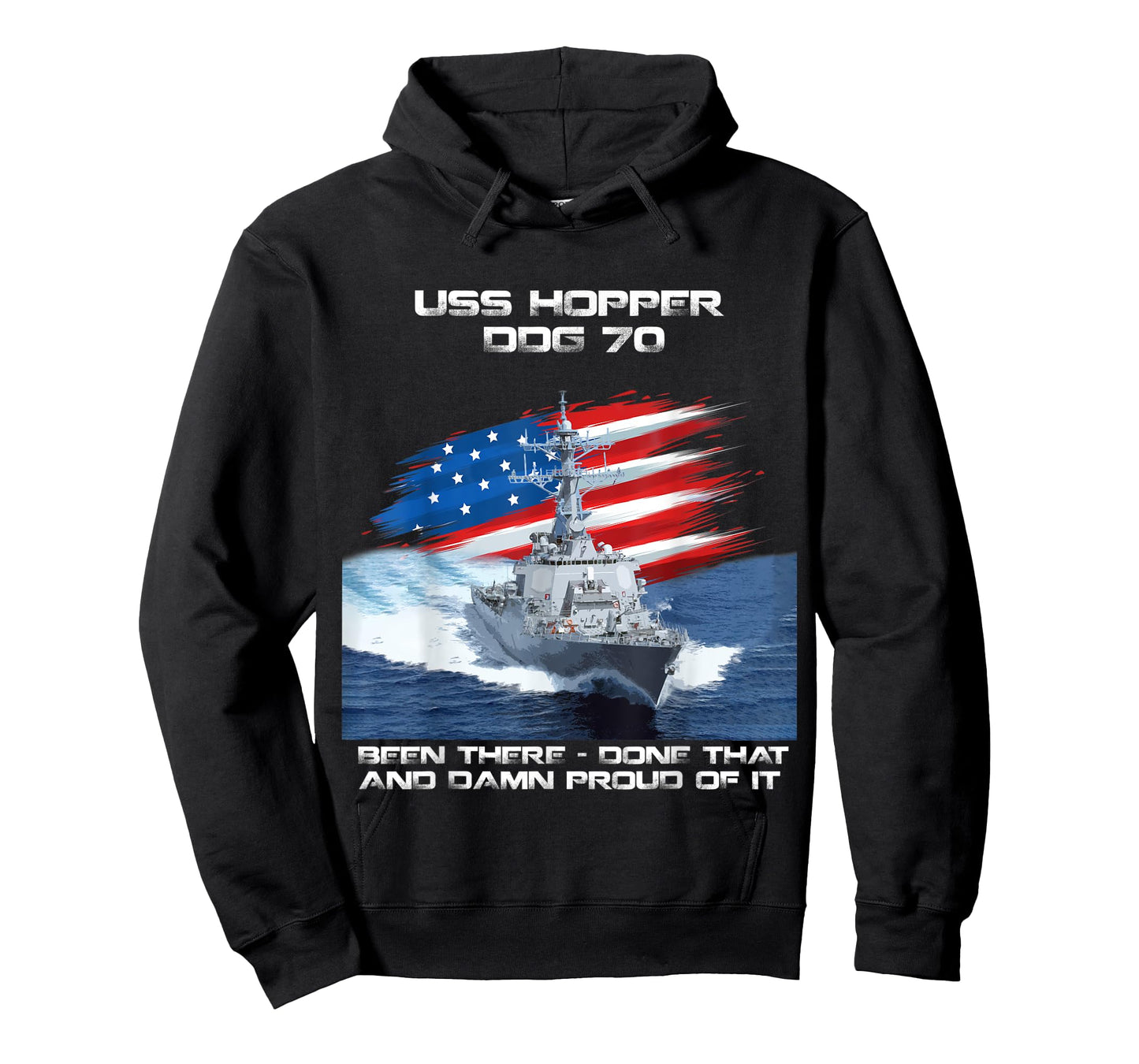 USS Hopper DDG-70 Destroyer Ship USA Flag Veterans Day Xmas T-Shirt