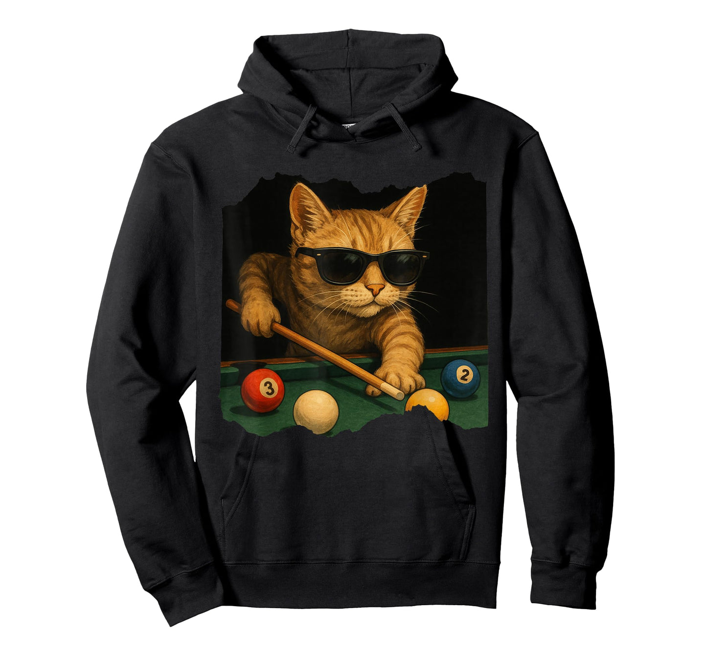 Cat Playing Pool Billiards in Lounge Cool Funny Cats T-Shirt
