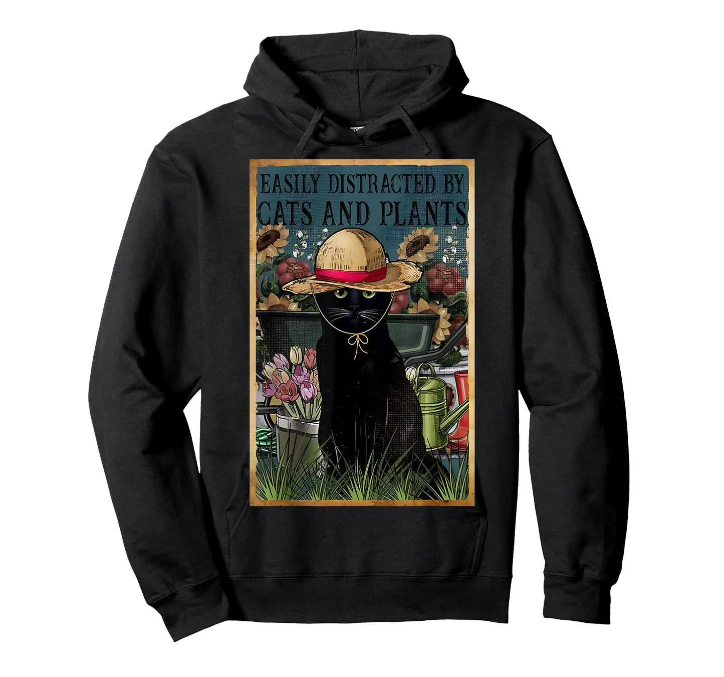 Easily Distracted By Cats And Plants Gardener Cat Lover Gift T-Shirt