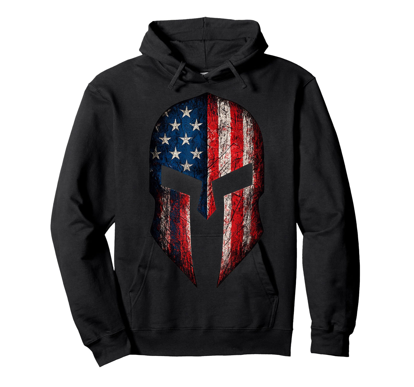 U.S. American Flag Patriotic Spartan Helmet Battle Scarred T-Shirt