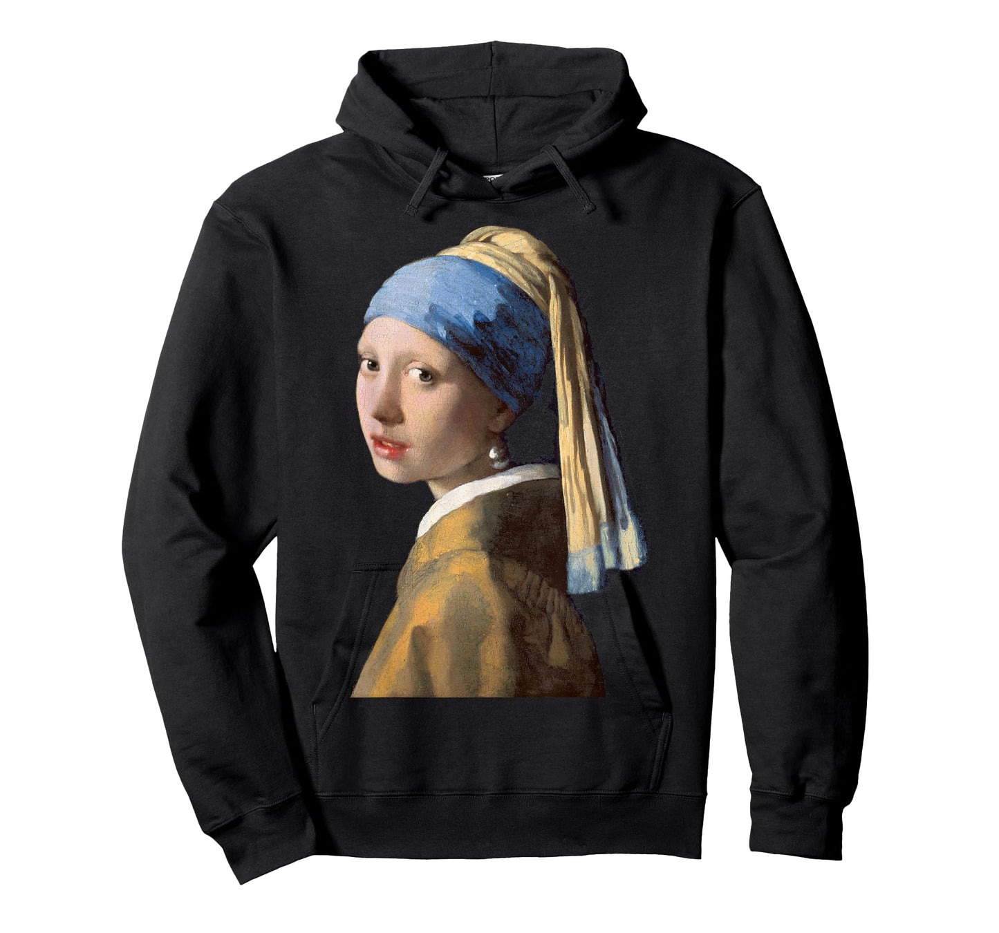 Masterpieces Of Art Girl with a Pearl Earring Art Print T-Shirt, Girls' Big Kid, Unisex, Black, Small, Short Sleeve, Classic Fit
