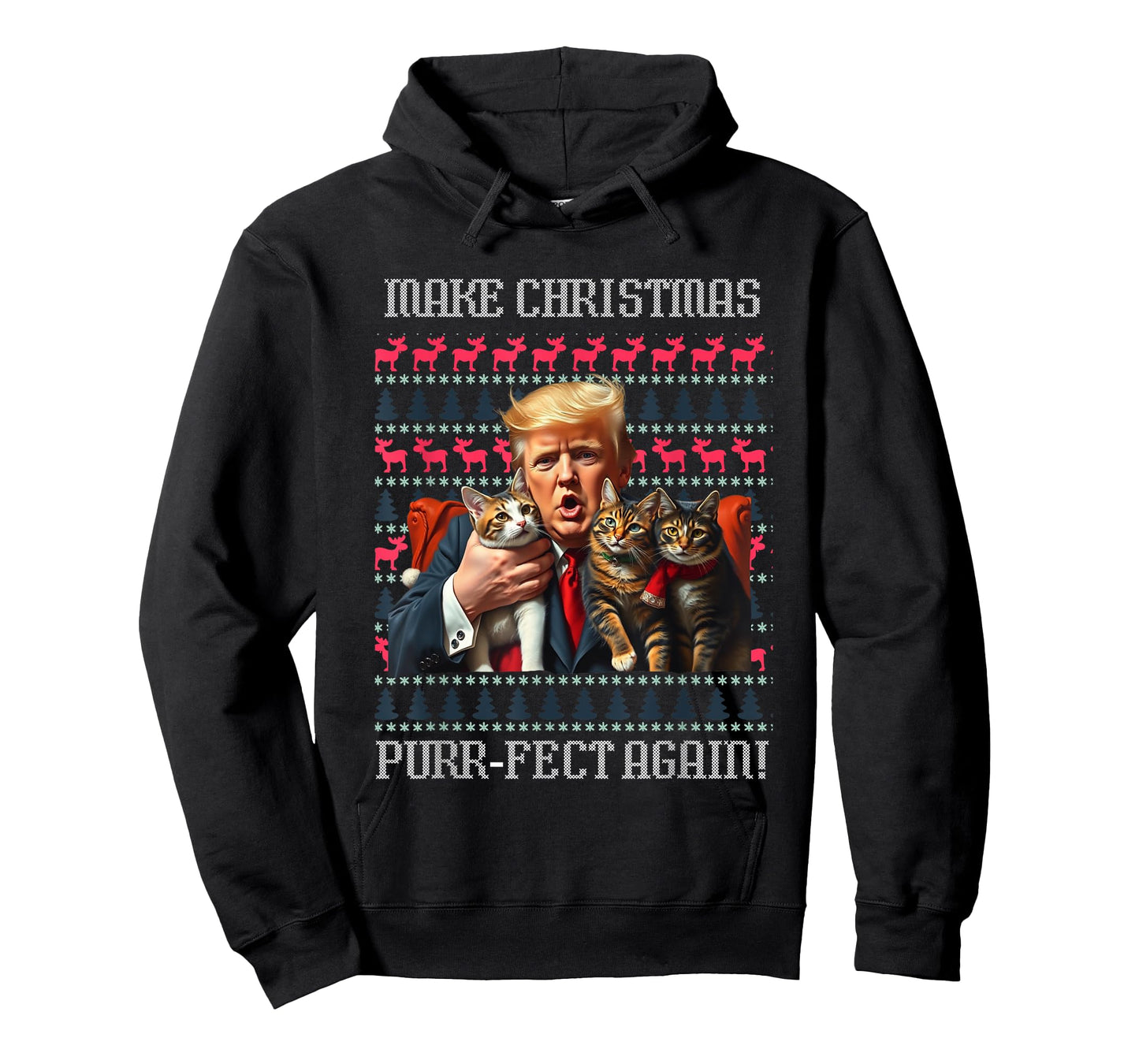 Funny Trump Cat Lover Christmas Sweater Trump Ugly Christmas Men Women T-Shirt