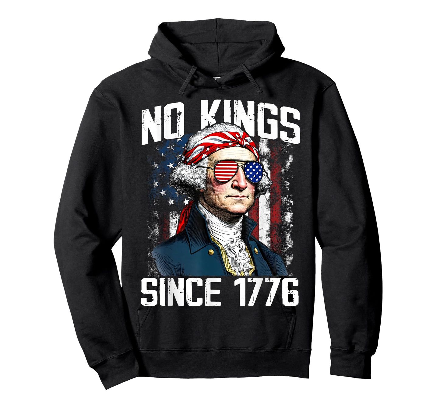 No Kings in America Since 1776 Distressed USA Flag Vintage T-Shirt