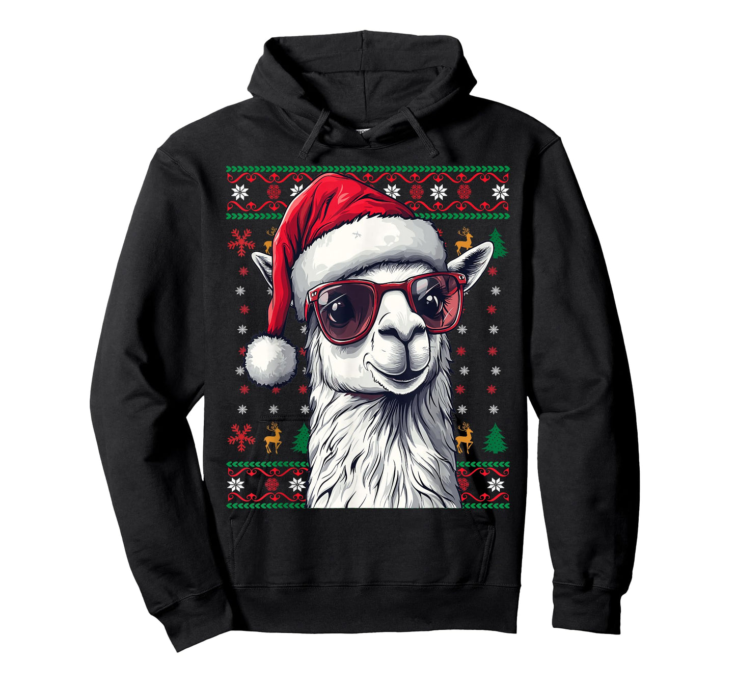 Llama Santa Hat Ugly Christmas Funny Holiday Llama Lover T-Shirt