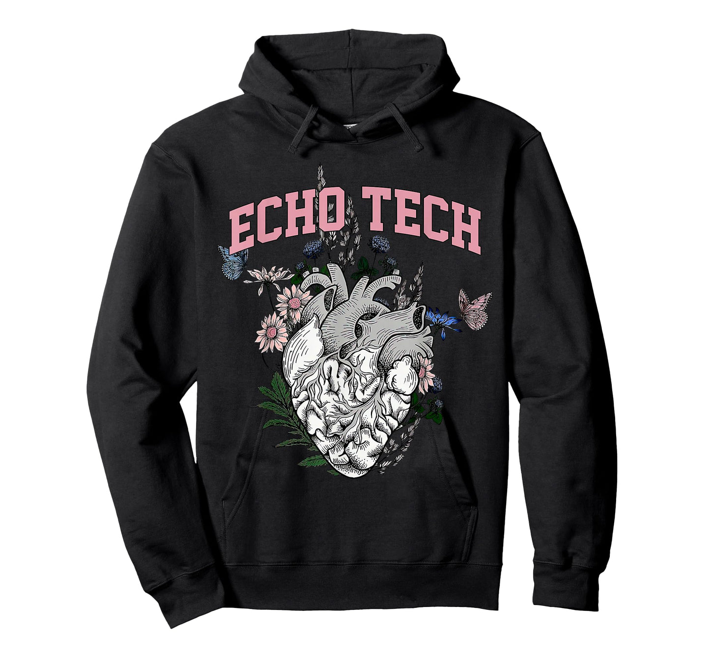 Anatomical Heart Floral Echo Tech Cardiac Sonographer T-Shirt