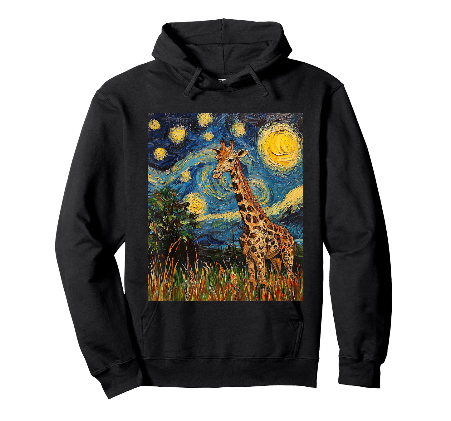 Cute Giraffe Africa - Van Gogh Style - Starry Night T-Shirt