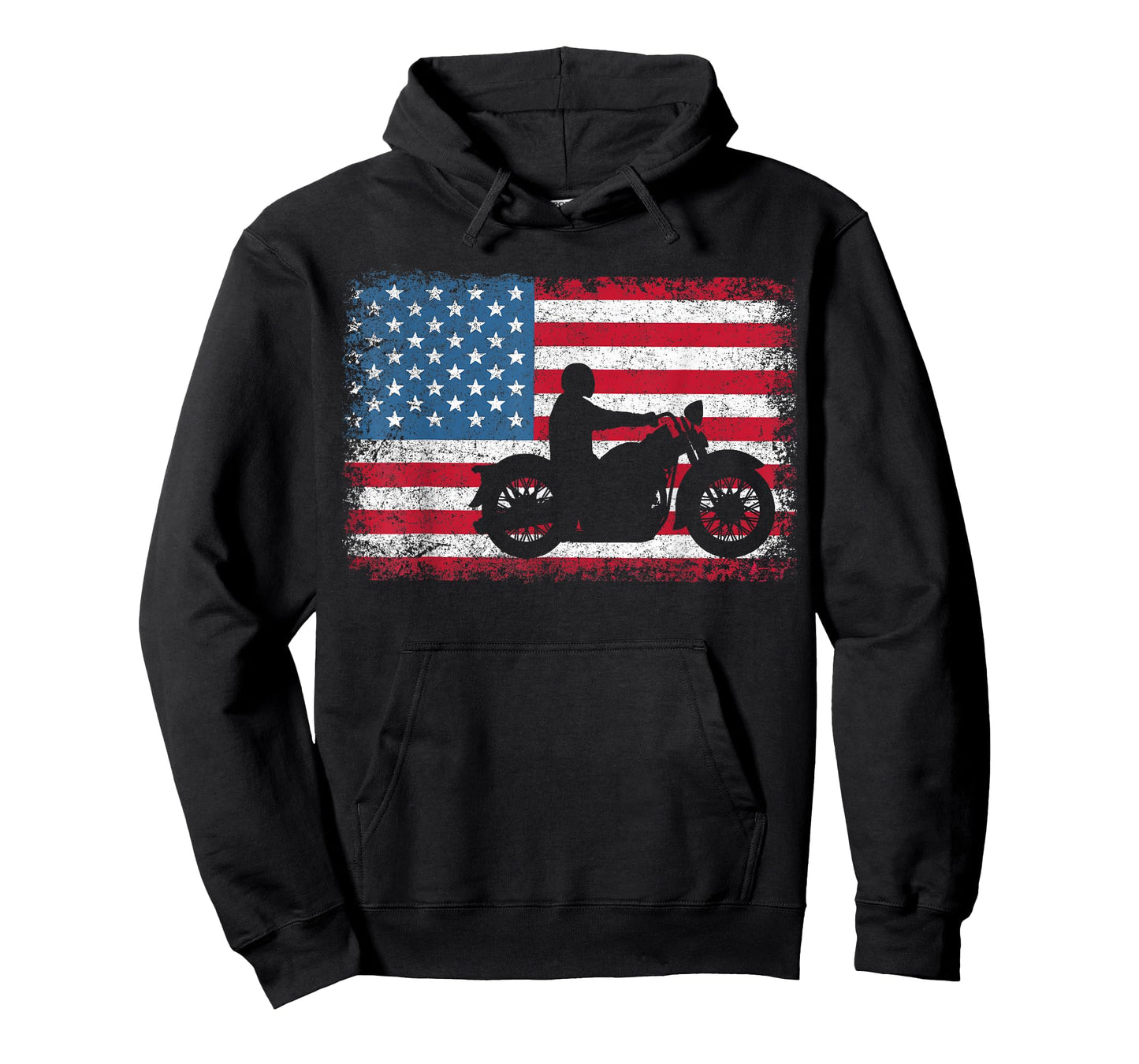 American Flag Biker Motorcycle USA Flag 4th of July Boys Men T-Shirt