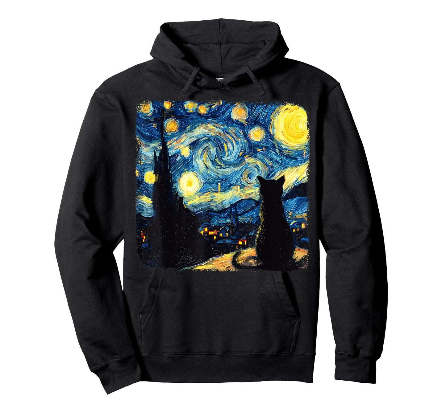 Cat Starry Night Van Gogh Cat Lover Cat Mom Dad Men Women T-Shirt