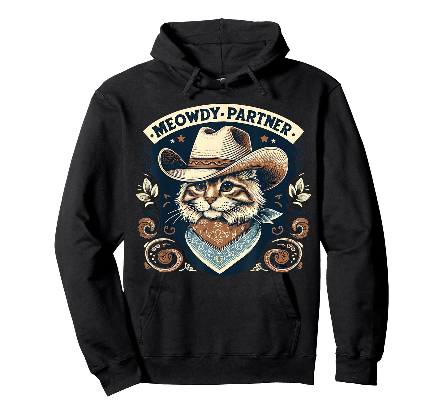 Meowdy Partner Cat Cowboy Hat Howdy Funny Country Western T-Shirt