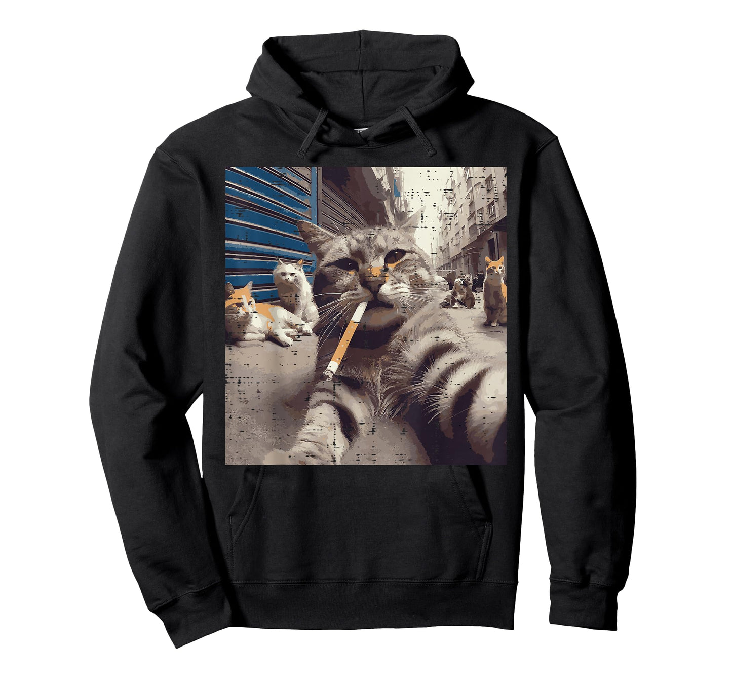 Cat Gangster Street Cats Selfie Funny Meme Humor Men Women T-Shirt