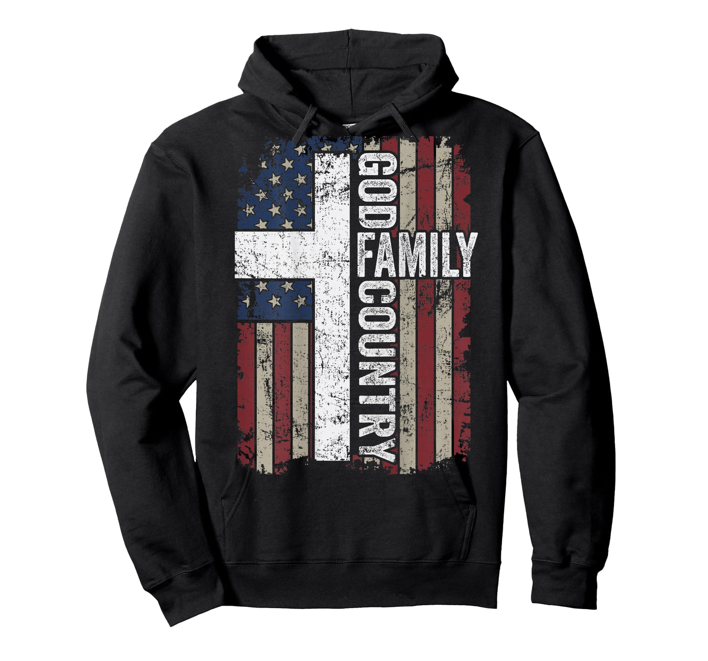 God Family Country - Patriotic Christian Cross USA (ON Back) T-Shirt