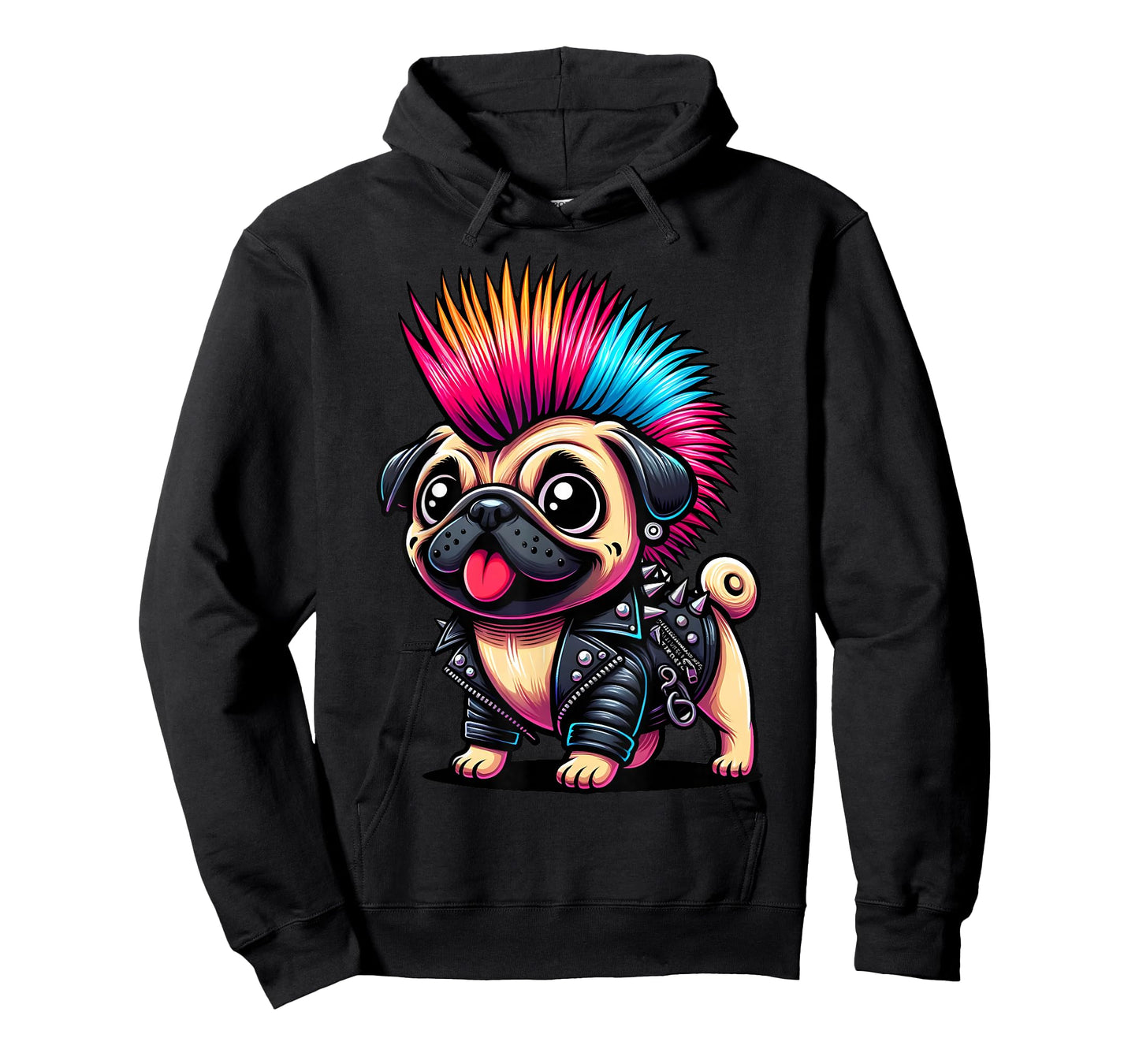 Funny Punk Pug, Rock'n Roll Goth Dog, Guitar Band Funny T-Shirt