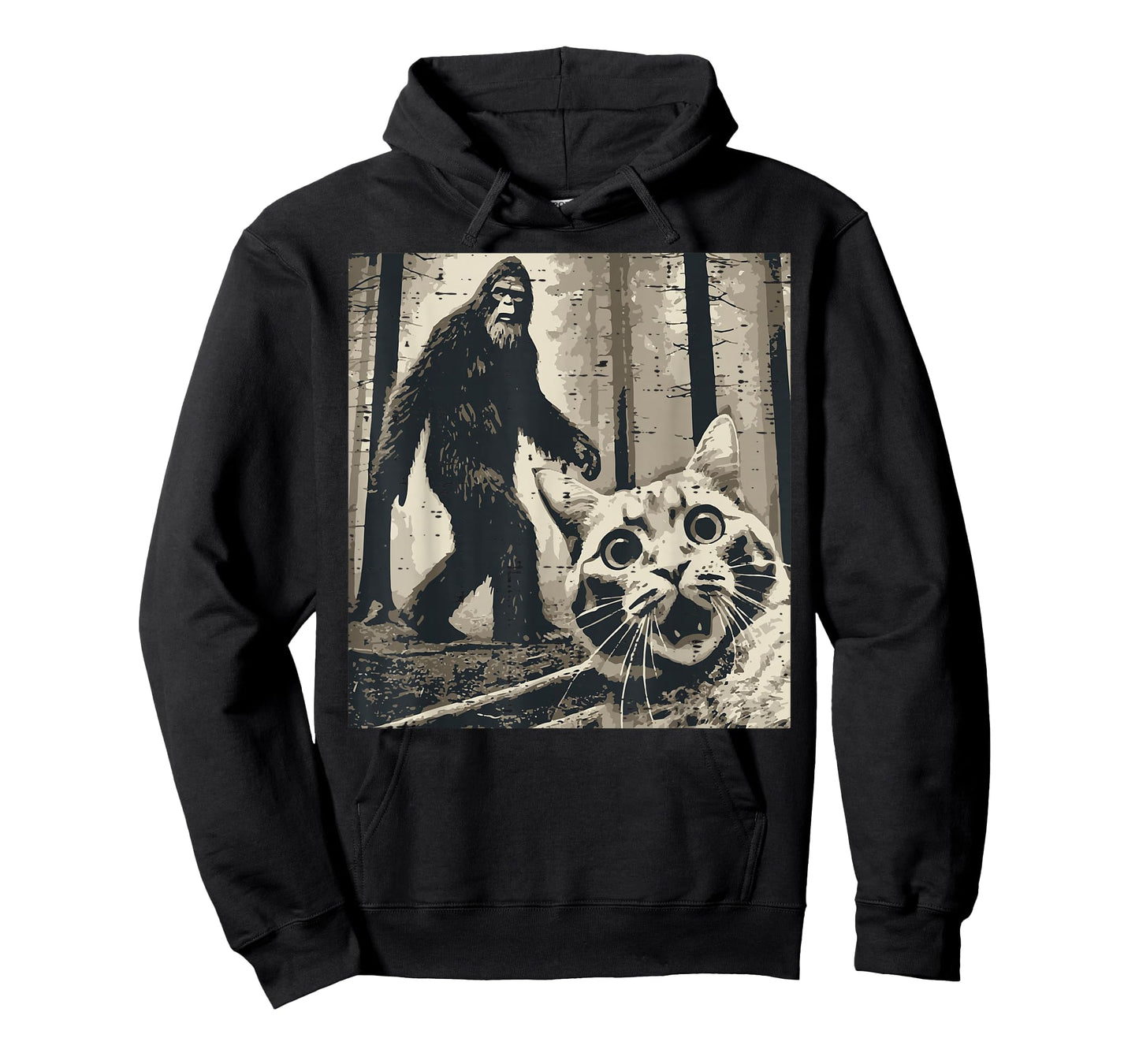 Bigfoot Sasquatch Cat Selfie Funny Meme Kitty Men Women Kids T-Shirt