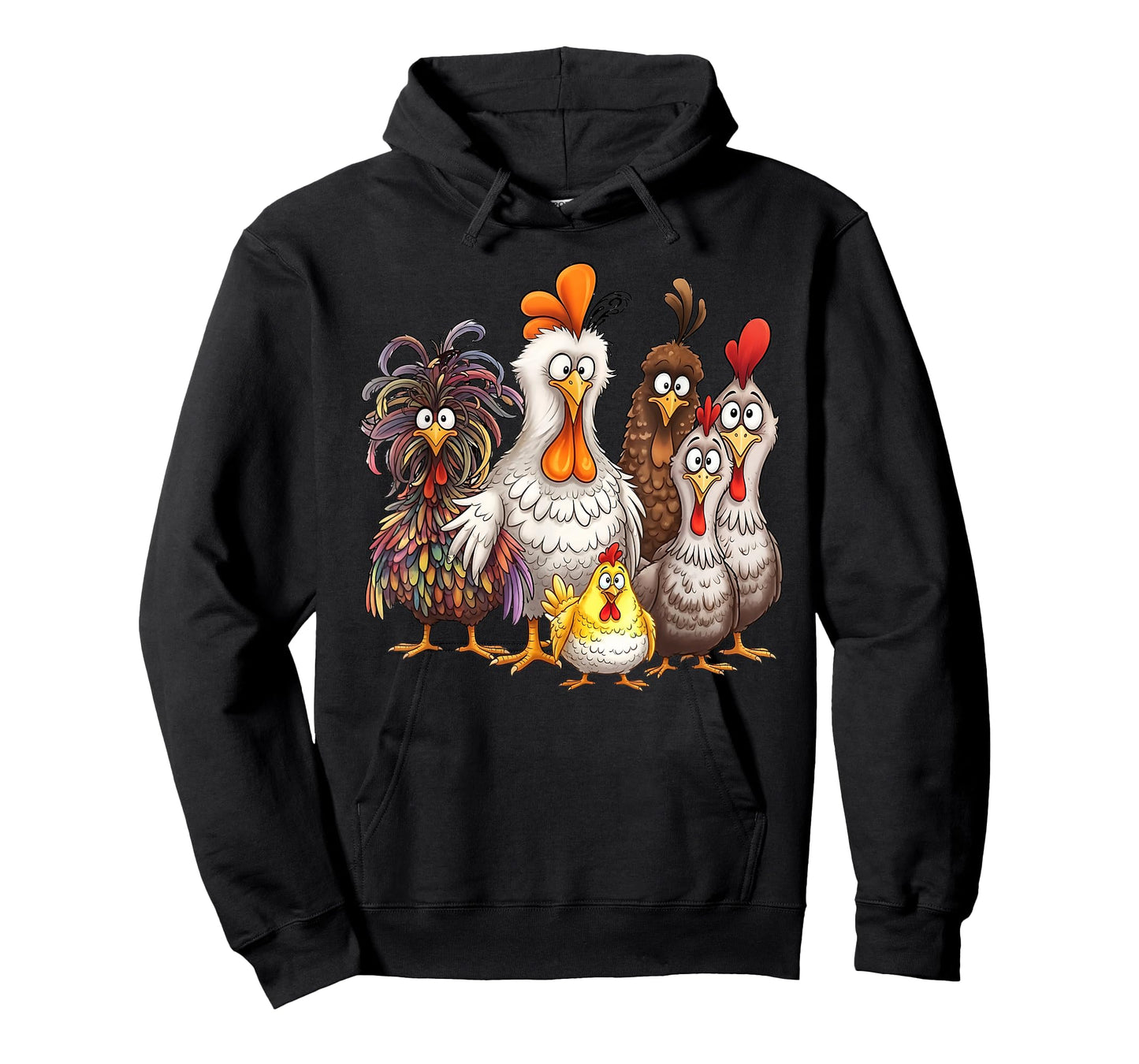 Funny Colorful Chicken Family Thanksgiving Cartoon Design T-Shirt