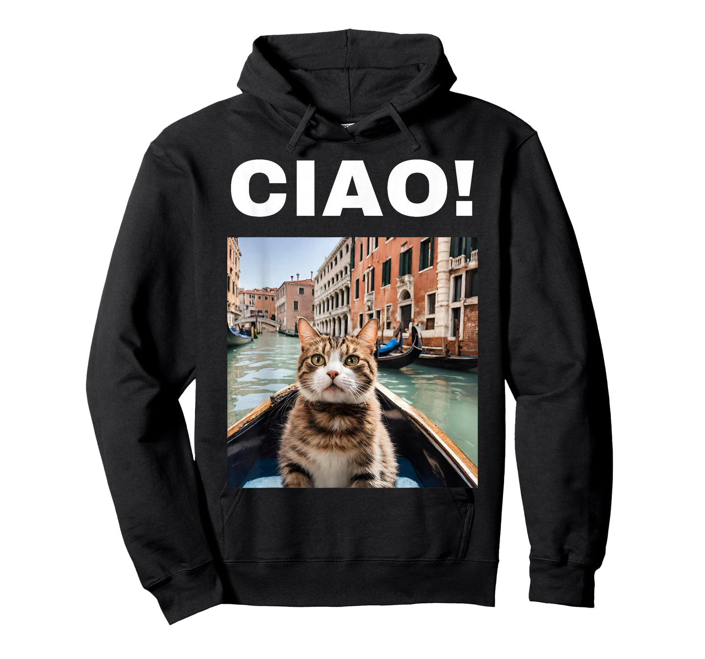 Ciao Funny Gondolier Cat On A Venetian Gondola, Venice Italy T-Shirt