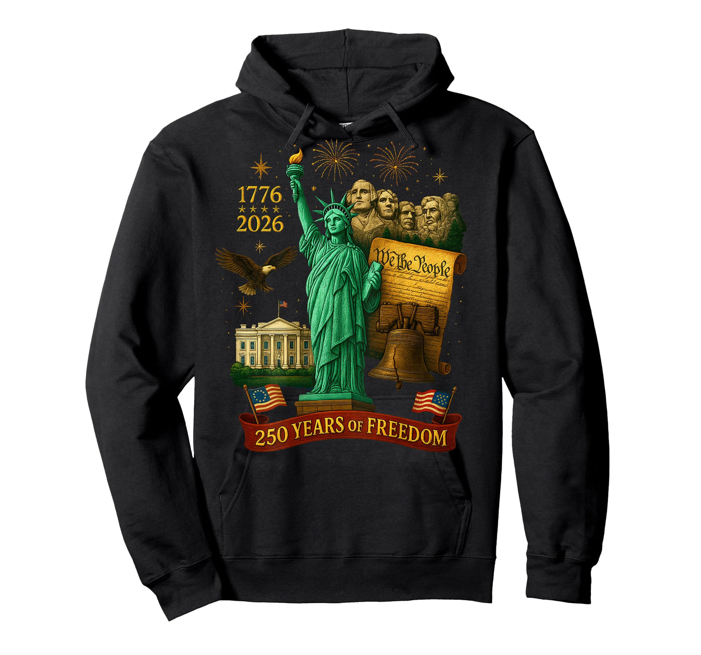 On Back | We The People 250 Years 1776-2026 250th Birthday T-Shirt