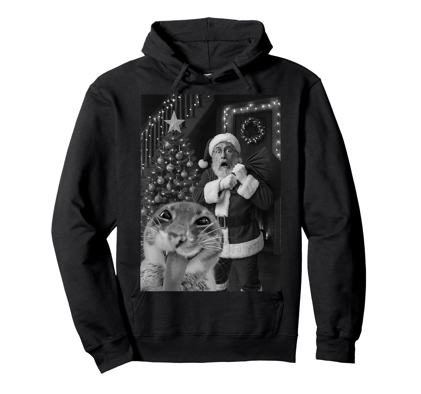 Cat Taking A Selfie Santa Christmas Xmas Pajamas Holiday T-Shirt