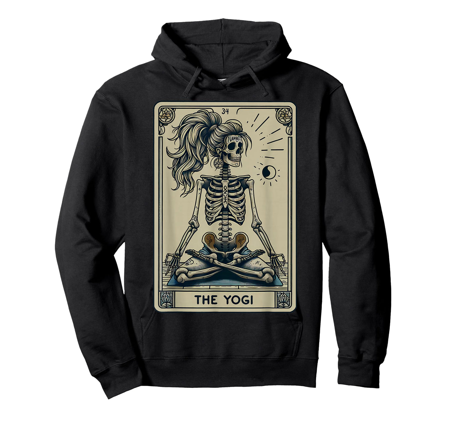 Funny Skeleton Yogi Tarot Card Yoga Instructor Witch Vibes T-Shirt