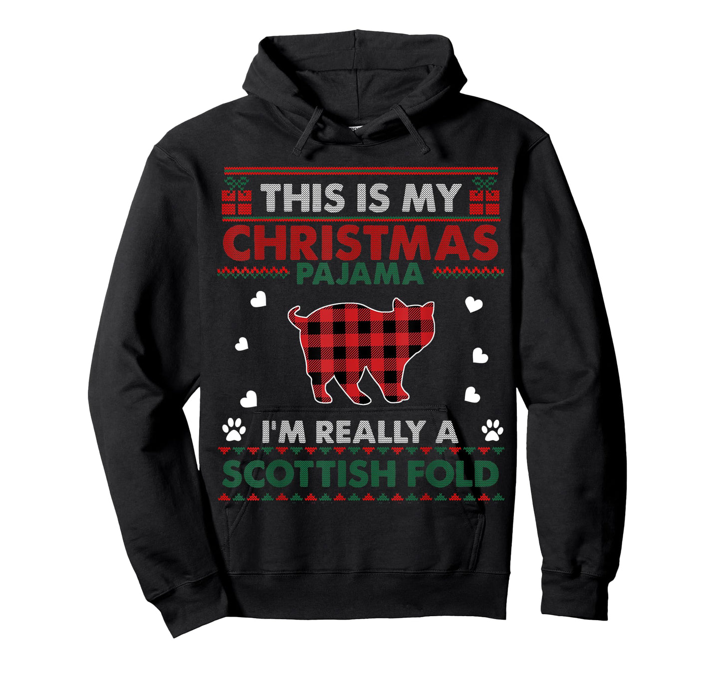 Scottish Fold Cat Lover Xmas Gifts Ugly Christmas Sweater Men Women Kids T-Shirt
