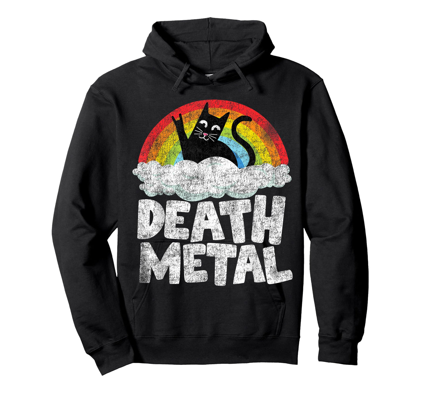 Cat Rainbow Heavy Metal Band Kids Goth Funny Death Metal T-Shirt Small