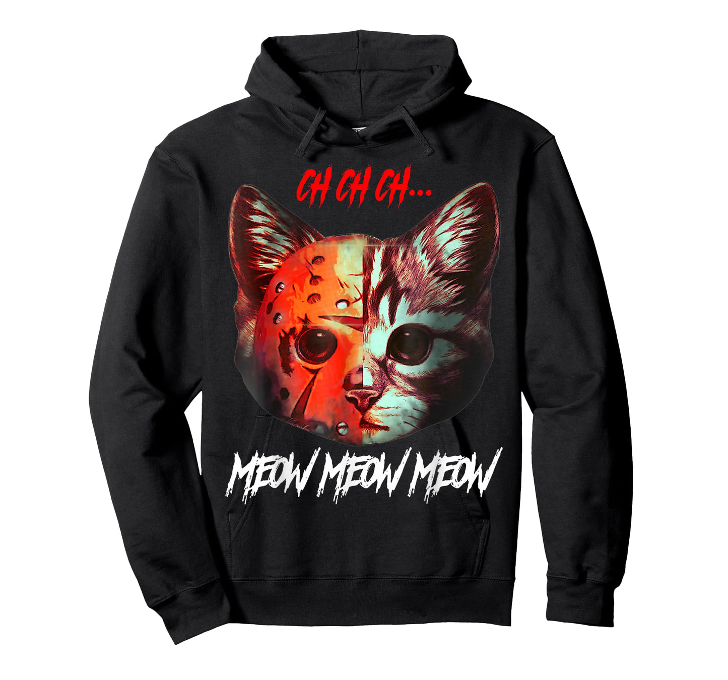 Ch Ch Ch Meow Meow Meow Scary Halloween Cat Funny T-Shirt
