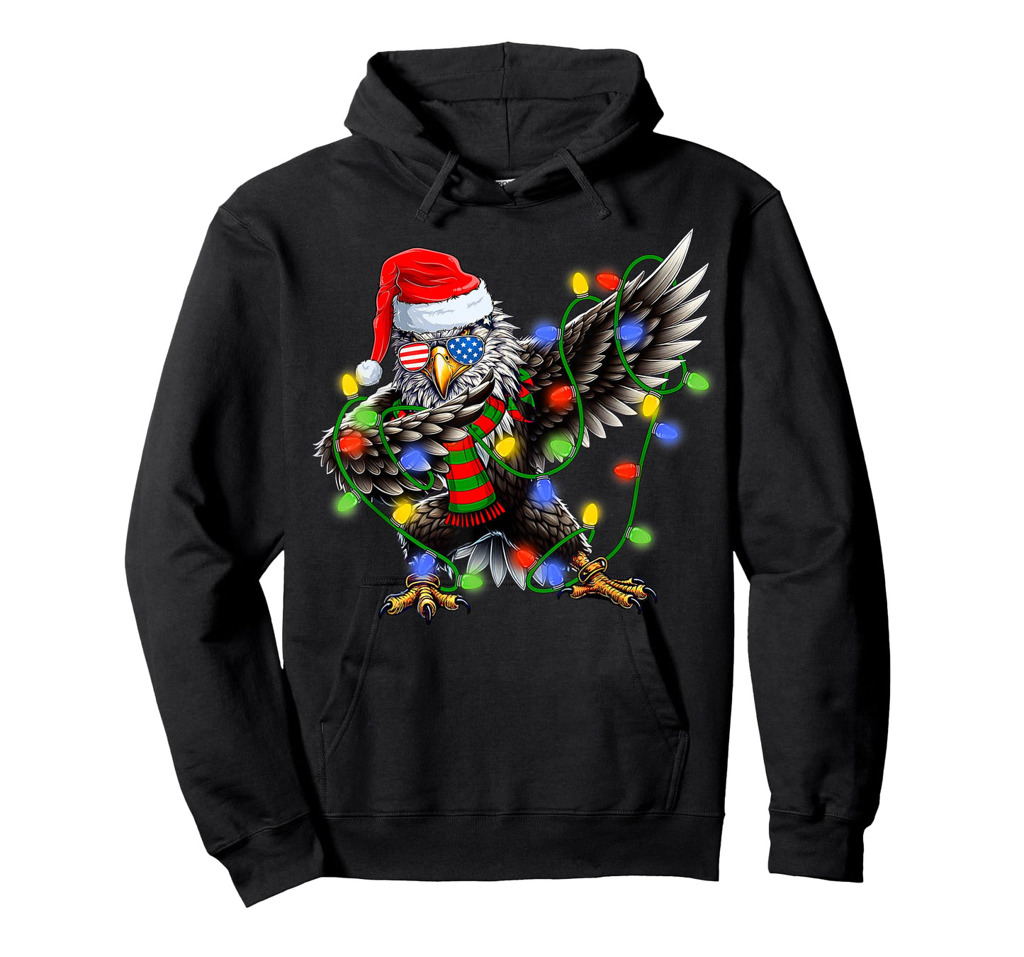 Christmas Lights Dabbing Santa Bald Eagle Xmas Men Women Kid T-Shirt