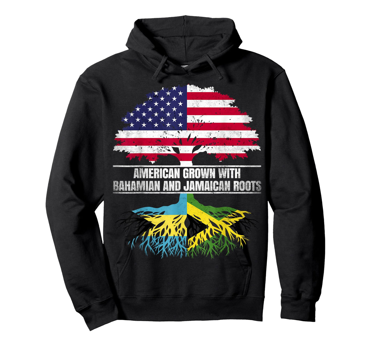 American Grown with Flag Heritage Bahamian Jamaican Roots T-Shirt