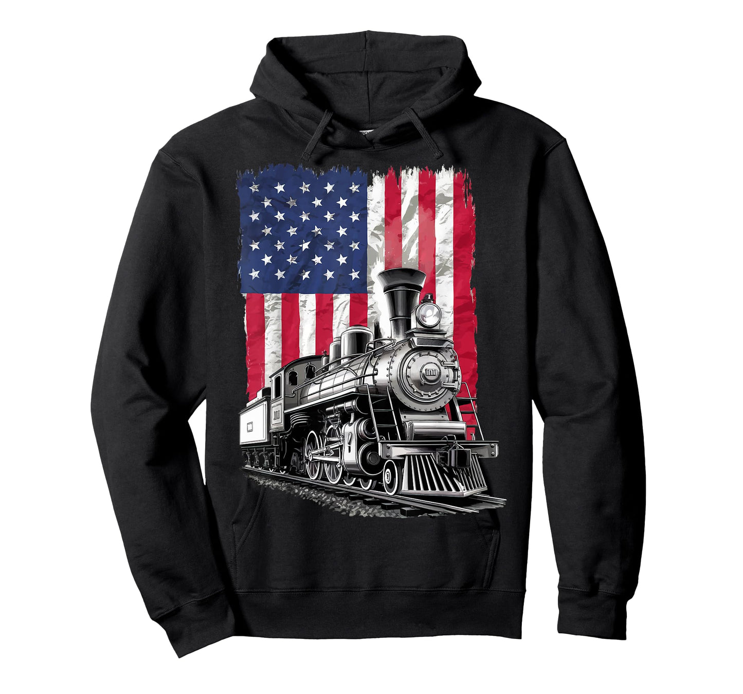 Train USA Flag Locomotive 4th Of July Train Spotter T-Shirt