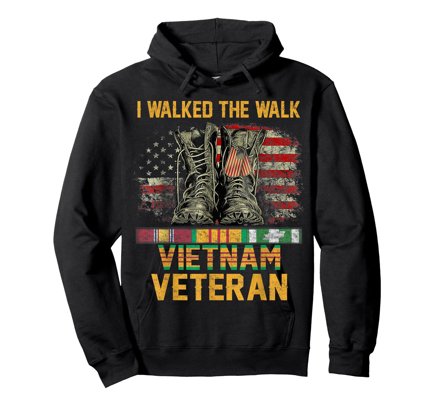 I Walked The Walk Vietnam Veteran Flag American US Vet T-Shirt