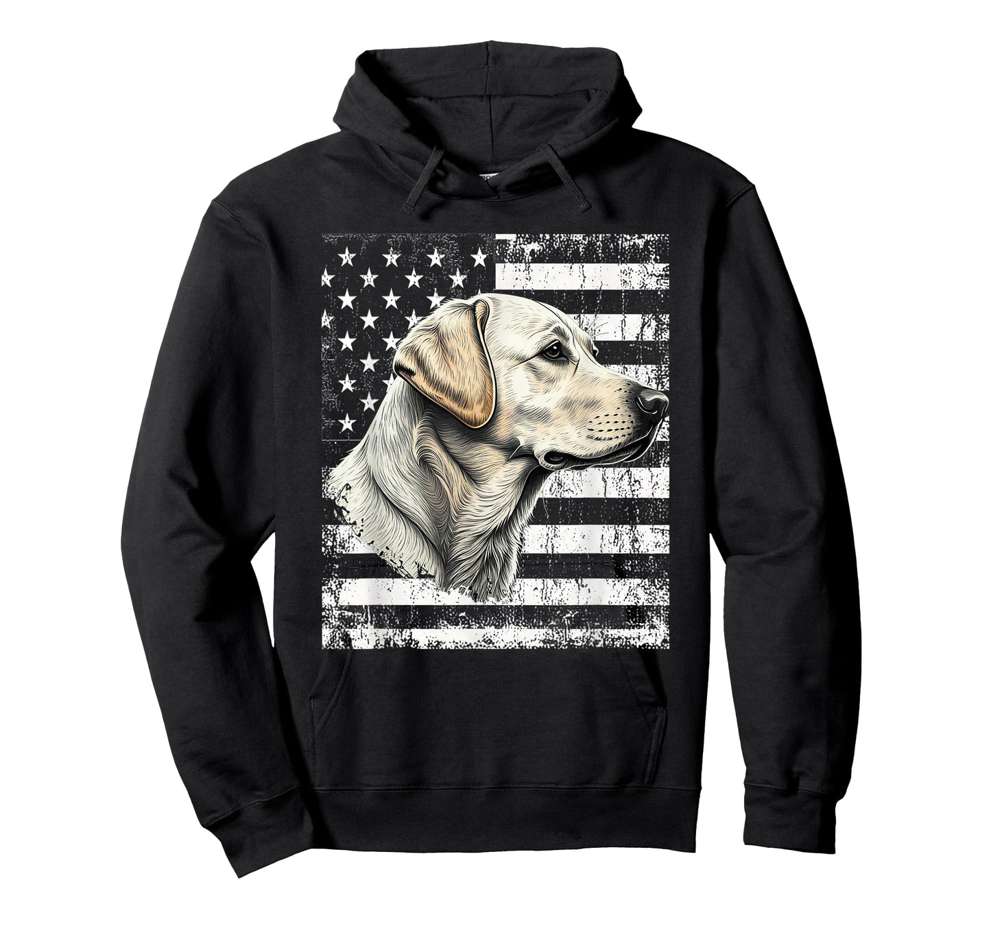 Patriotic USA Flag Yellow Labrador Distressed Retro Design T-Shirt
