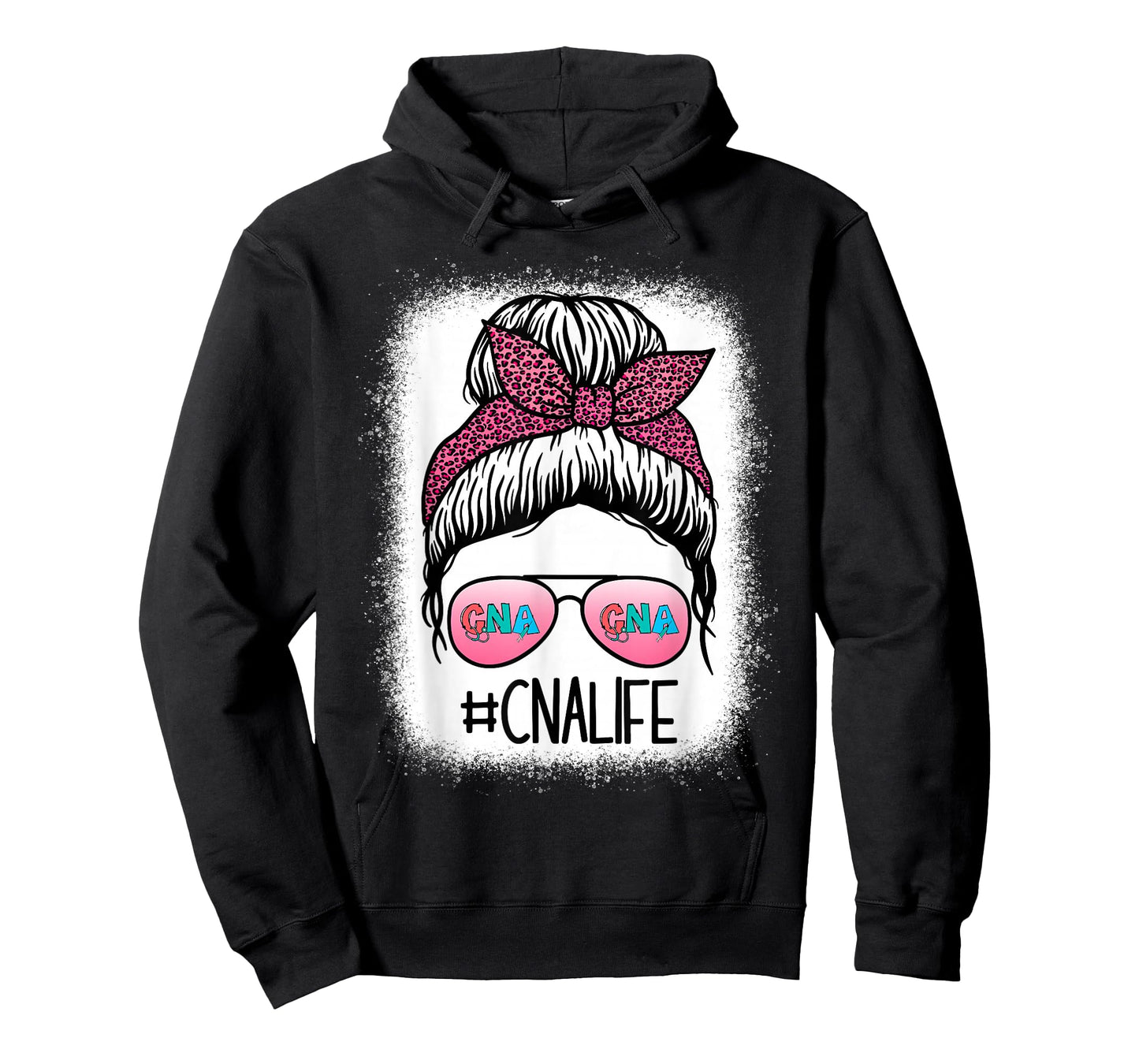 CNA Nurse Life Bleached Shirts Leopard Messy Bun Women T-Shirt