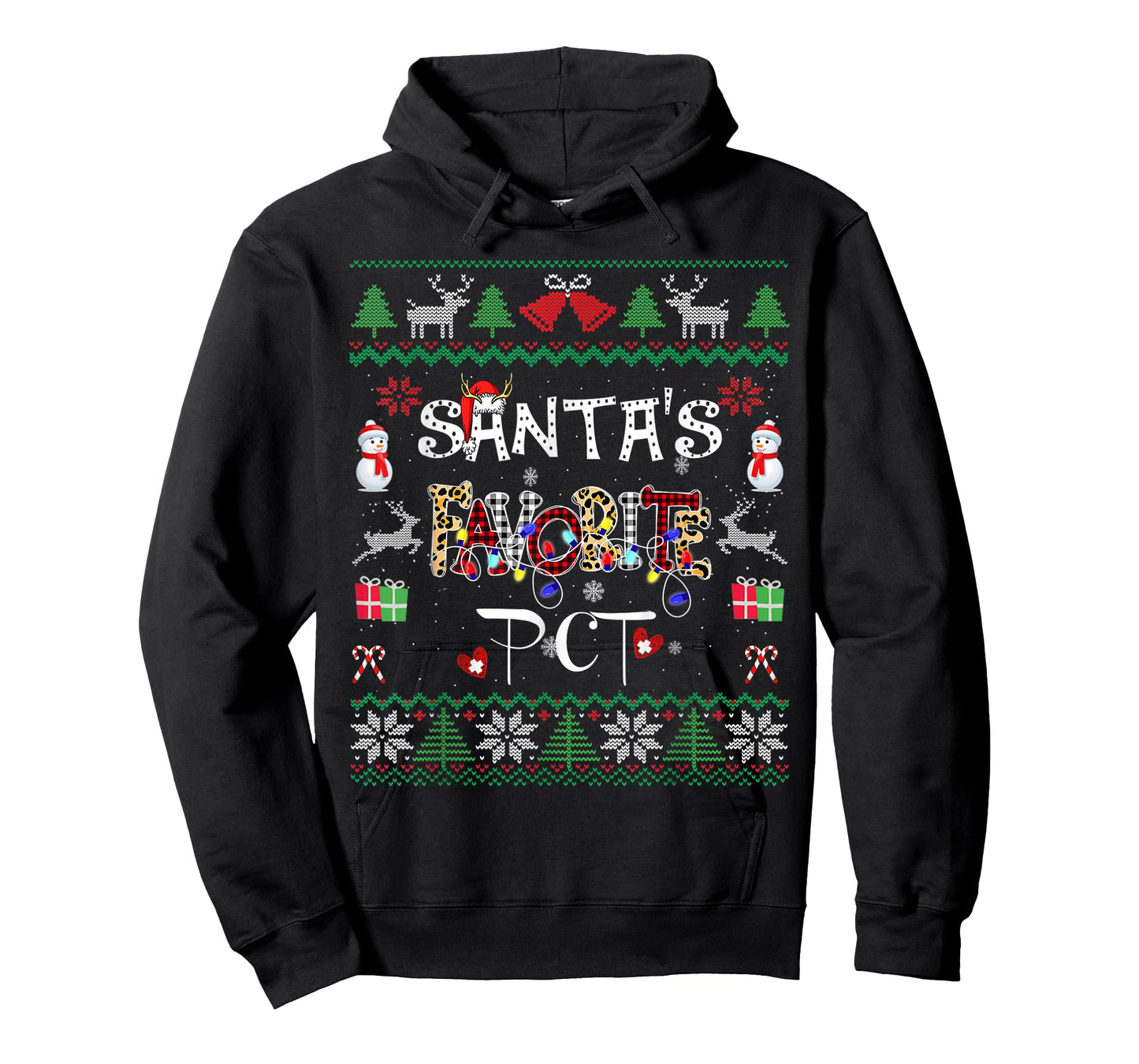 Christmas Ugly Santa's Favorite PCT Patient Care Technician T-Shirt