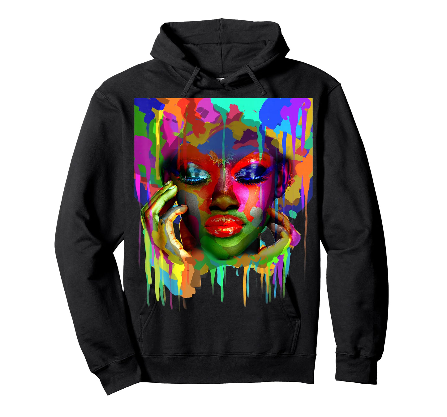 Cool African Woman Afro Color Painted Face T-Shirt