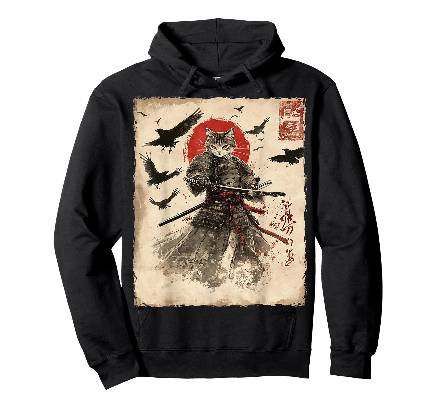 Cat Samurai Graphic Japanese Warrior Anime T-Shirt