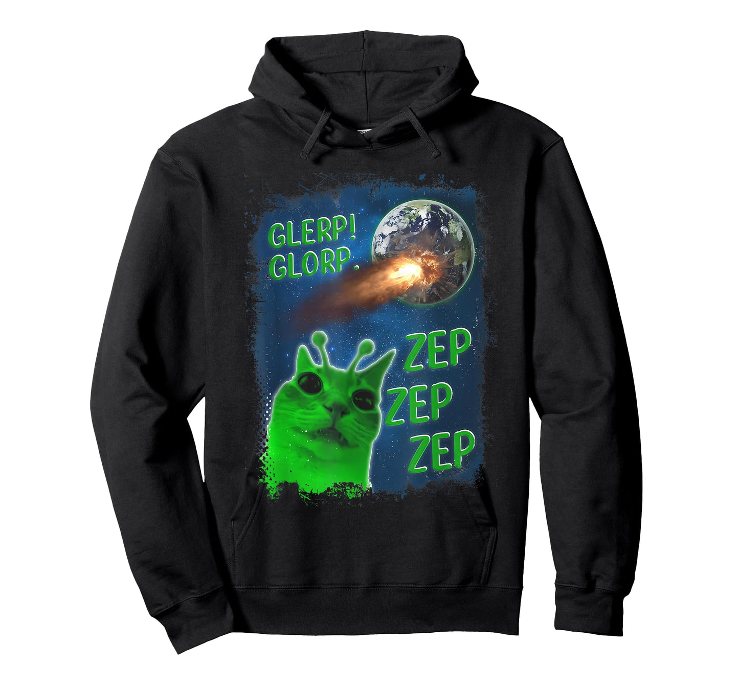 Funny Alien Cat Meme Glerp Glorp Zep Zep Women Men Kid T-Shirt