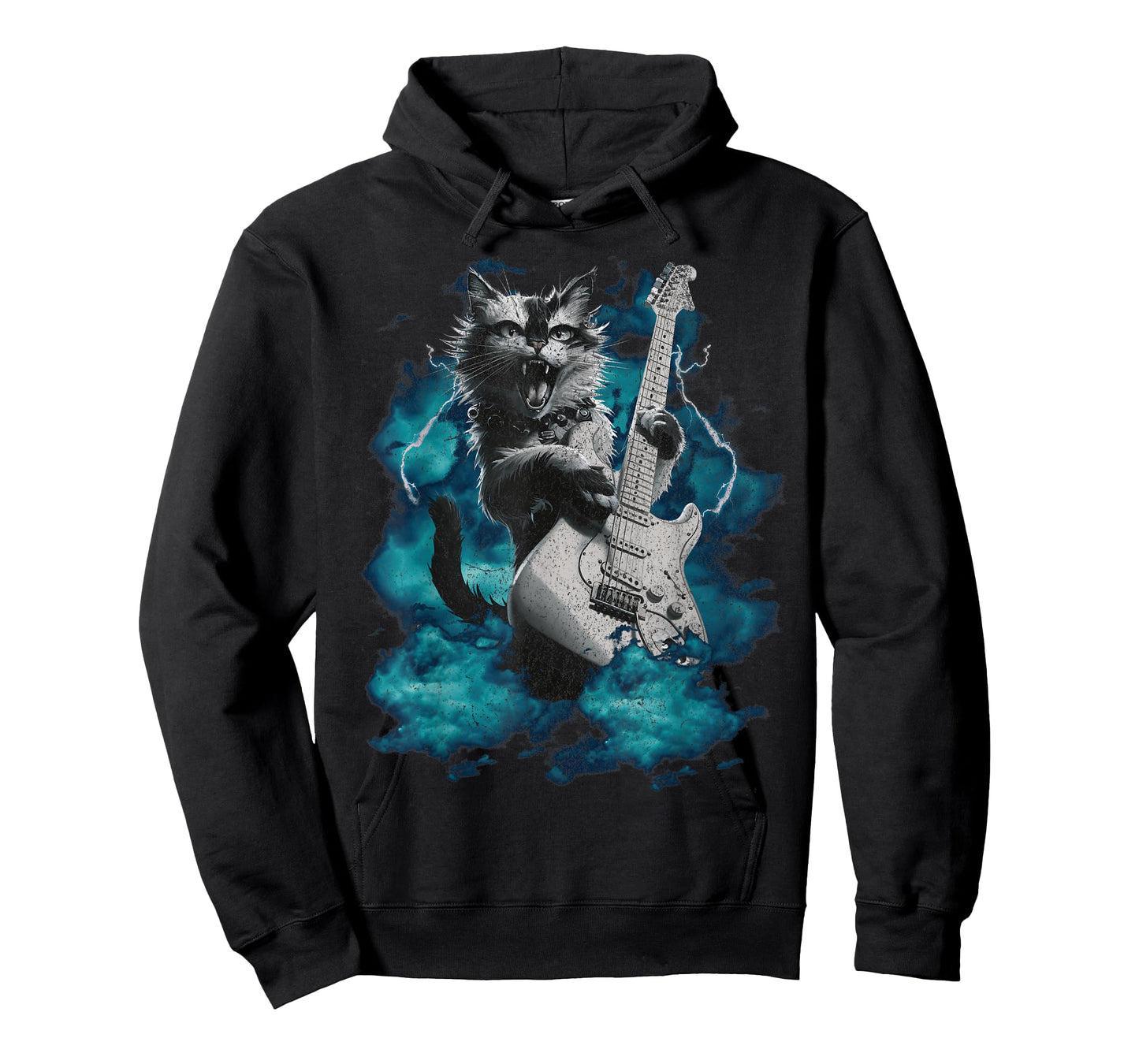 Cool Guitar Cat Kittie Rock Band Music Thunder Rockstar Men Women T-Shirt