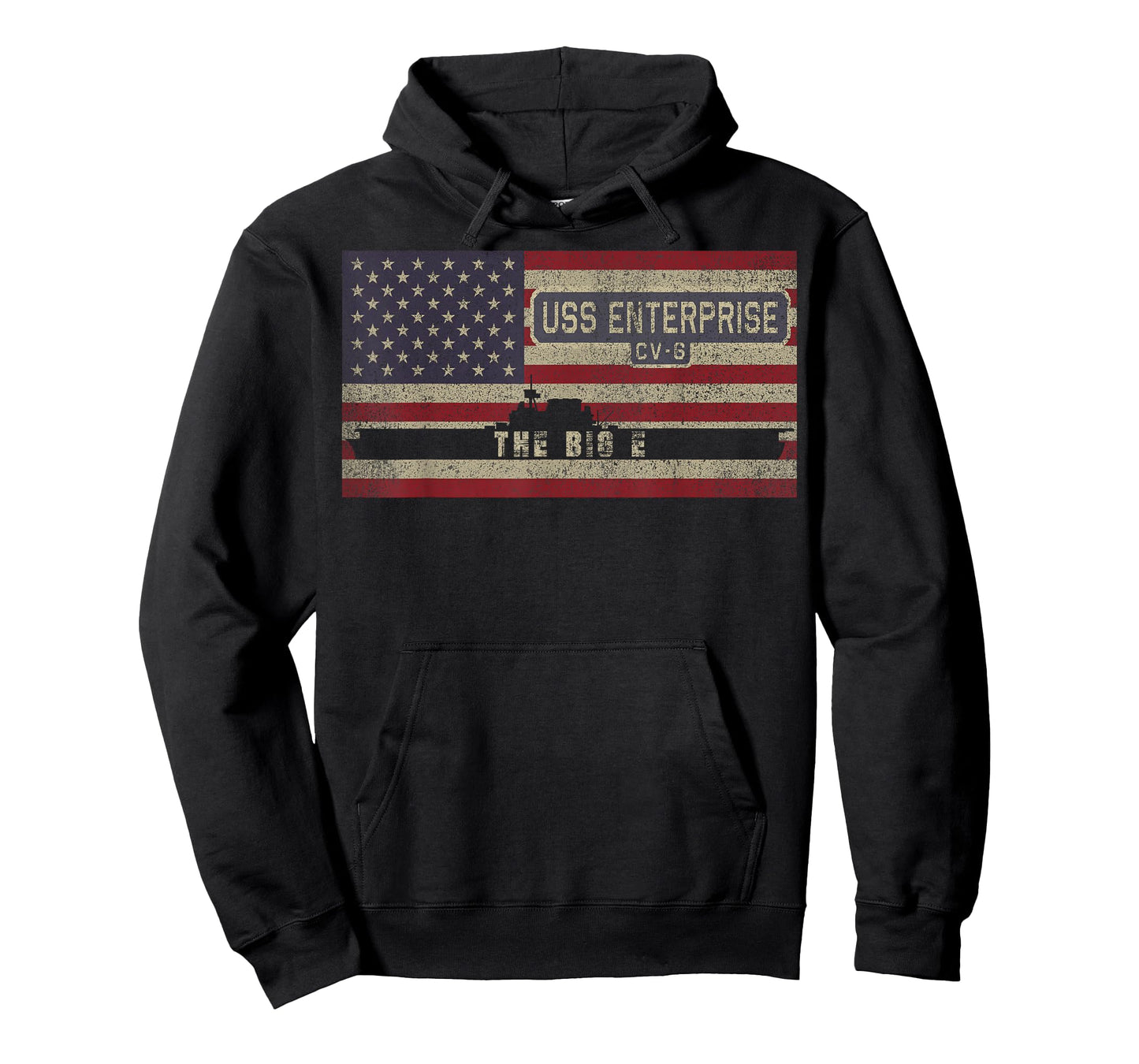 USS Enterprise CV-6 WW2 Aircraft Carrier USA American Flag T-Shirt