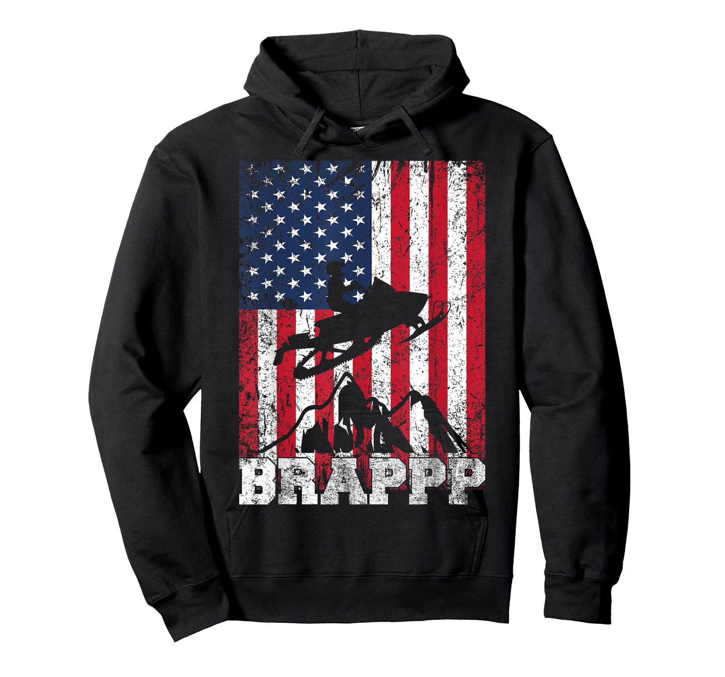 USA American Flag Snowmobiling Brap Snowmobile Rider Winter T-Shirt
