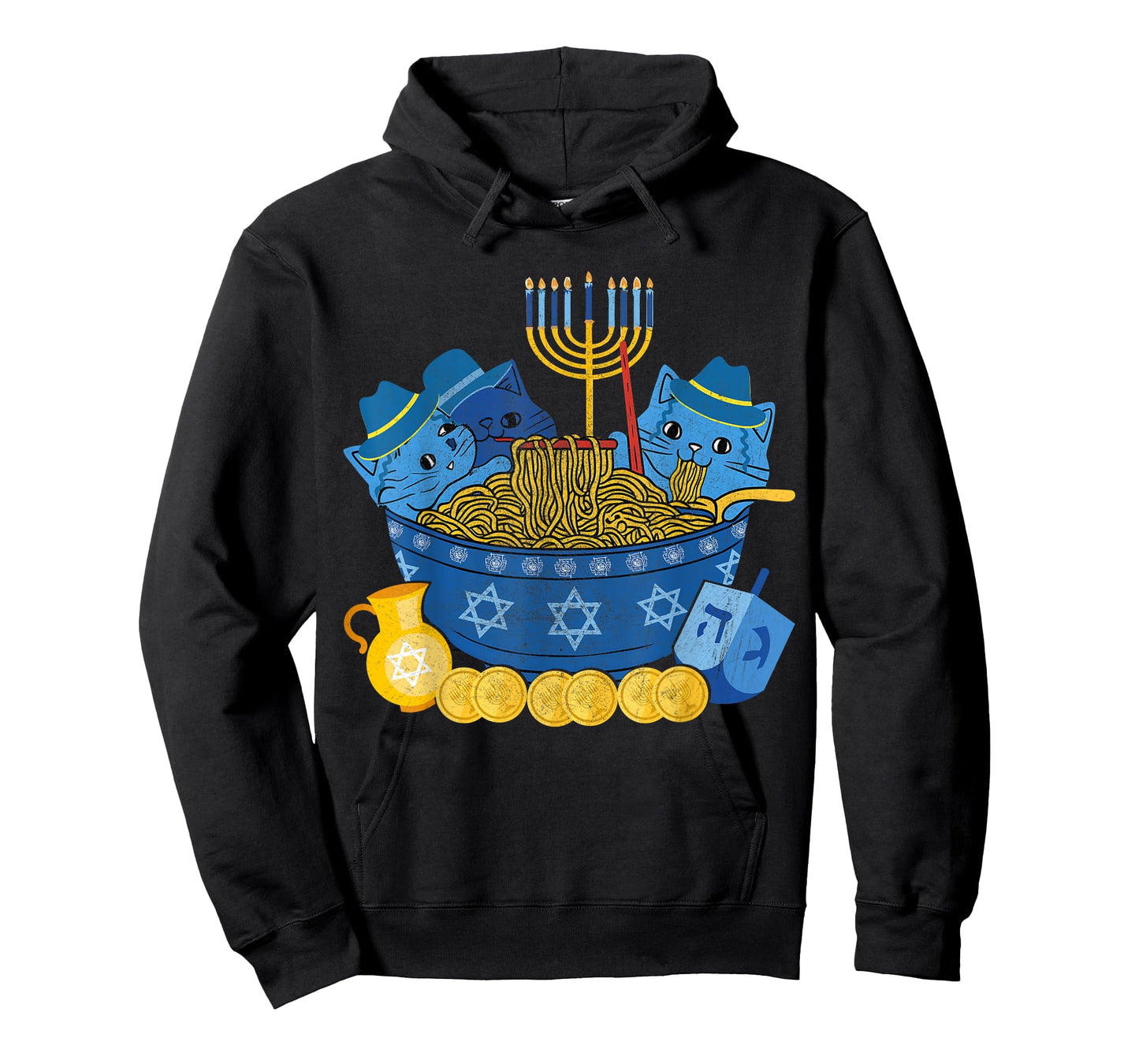 Jewish Cats Ramen Kitten Anime Hanukkah Pajamas Chanukah T-Shirt