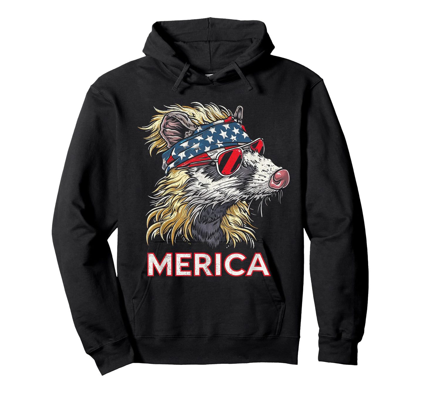 Opossum Possum - Patriotic USA 4th of July American Flag T-Shirt