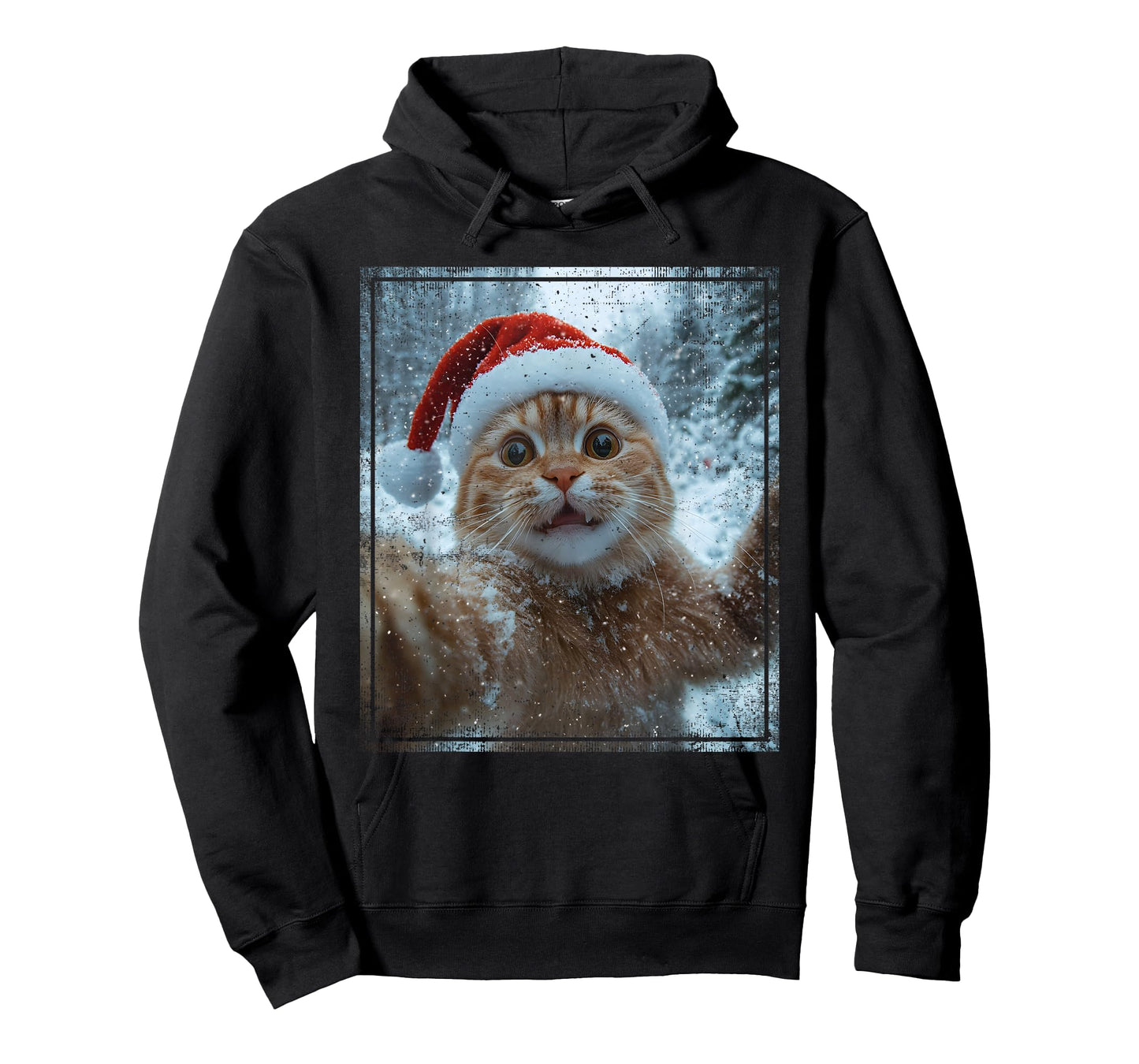 Funny Christmas Cat Selfie Santa Hat Design T-Shirt