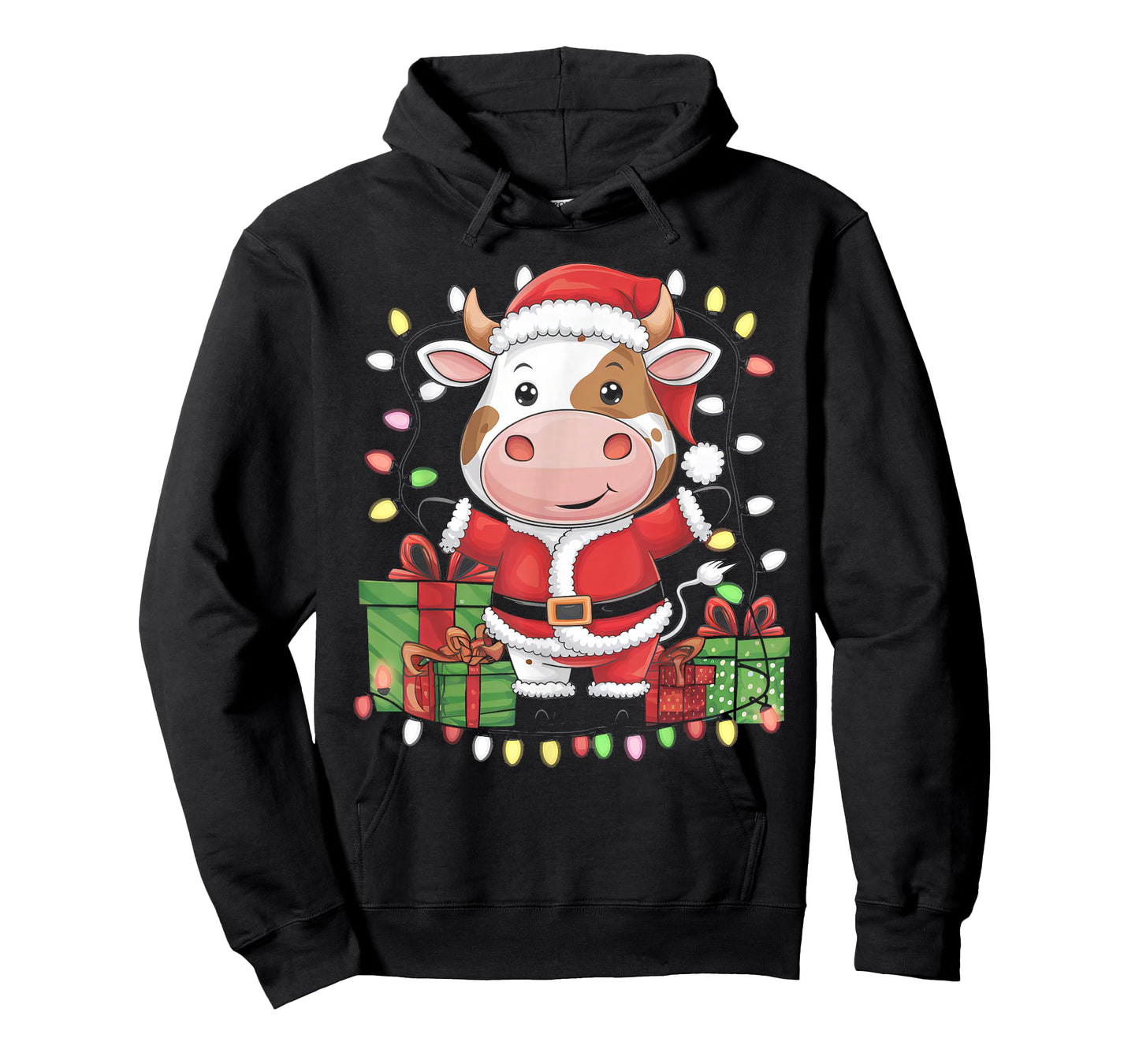 Cow Christmas Tree Xmas Lights for Cow Animal Lover Farmer T-Shirt